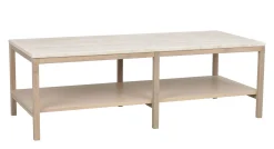 ORWEL Soffbord 140xH60 beige travertin/vitpigmenterad ek