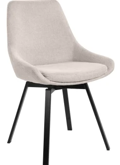 PARTIDA Matstol m snurr, tyg Belfast 23 light beige/svart metall