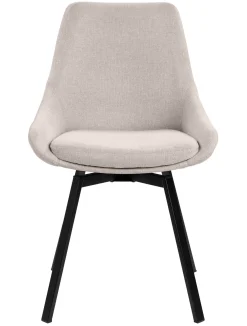 PARTIDA Matstol m snurr, tyg Belfast 23 light beige/svart metall