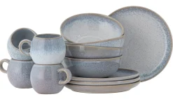 PAULA Frukostset, Blå, Stenkeramik - set med 12 delar