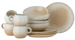 PAULA Frukostset, Natur, Stenkeramik - set med 12 delar