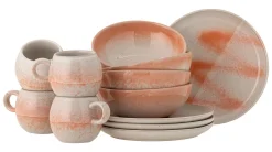 PAULA Frukostset, Orange, Stenkeramik - set med 12 delar