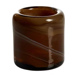PURO Ljuslykta brun 9x9 h9cm 100% munblåst glas