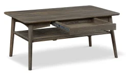 QUINTON Soffbord med låda 120x60 höjd 52 Massiv rökoljad ek