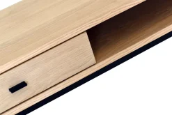 REGGIANO Konsollbord, vitpigmenterad ekfaner, svarta metallben, låda och hylla, wl100