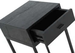 REGGIANO Sängbord H75, svartlackad askfanér, svarta metallben, låda, lackad askfaner, wl100