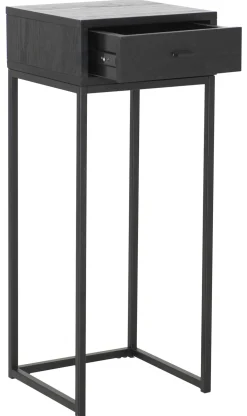 REGGIANO Sängbord H75, svartlackad askfanér, svarta metallben, låda, lackad askfaner, wl100