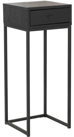 REGGIANO Sängbord H75, svartlackad askfanér, svarta metallben, låda, lackad askfaner, wl100