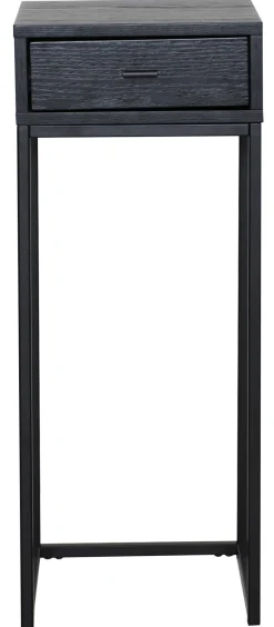 REGGIANO Sängbord H75, svartlackad askfanér, svarta metallben, låda, lackad askfaner, wl100