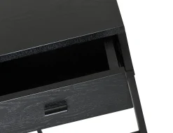 REGGIANO Sängbord H60, svartlackad ask, svarta metallben, låda, lackad askfaner