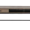 REGGIANO TV-bänk 120 cm, brunlackad ekfanér, svarta metallben, låda & hylla