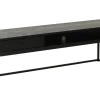 REGGIANO TV-bänk 120 cm, svartlackad askfanér, svarta metallben, låda & hylla