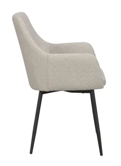 REILY karmstol tyg beige tyg svarta metallben