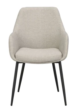 REILY karmstol tyg beige tyg svarta metallben