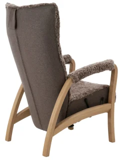 RELAX Fåtölj fast inkl pall fårskinn Sahara/Facet 36 shitake/Vintage Brown/oljad ek PAKETPRIS *NY*