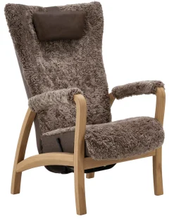 RELAX Fåtölj fast inkl pall fårskinn Sahara/Facet 36 shitake/Vintage Brown/oljad ek PAKETPRIS *NY*