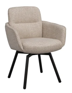 ROSWELL Karmstol ljusbeige tyg/bruna metallben snurr