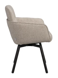 ROSWELL Karmstol ljusbeige tyg/bruna metallben snurr