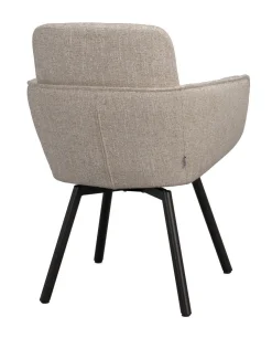 ROSWELL Karmstol ljusbeige tyg/bruna metallben snurr