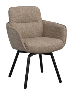 ROSWELL Karmstol mörkbeige tyg/bruna metallben snurr