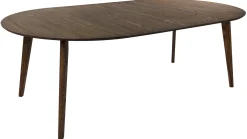 SAGAMORE Matbord Ø110 brunlackad ek, inkl 2x40 cm iläggsskivor, massiva ekben/ekfaner