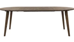 SAGAMORE Matbord Ø130 brunlackad ek, inkl 2x50 cm iläggsskivor, massiva ekben/ekfaner