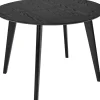 SAGAMORE Matbord Ø130 svartlackad ekfaner, inkl 2x50 cm iläggsskivor, helträ bokben