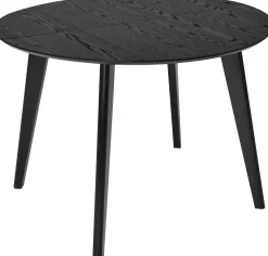 SAGAMORE Matbord Ø130 svartlackad ekfaner, inkl 2x50 cm iläggsskivor, helträ bokben
