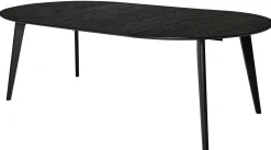 SAGAMORE Matbord Ø130 svartlackad ekfaner, inkl 2x50 cm iläggsskivor, helträ bokben