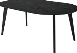 SAGAMORE Matbord Ø110 svartlackad ekfaner, inkl 2x40 cm iläggsskivor, helträ bokben