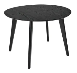SAGAMORE Matbord Ø110 svartlackad ekfaner, inkl 2x40 cm iläggsskivor, helträ bokben