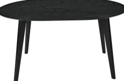 SAGAMORE Matbord Ø110 svartlackad ekfaner, inkl 2x40 cm iläggsskivor, helträ bokben