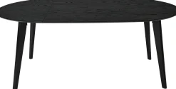 SAGAMORE Matbord Ø110 svartlackad ekfaner, inkl 2x40 cm iläggsskivor, helträ bokben