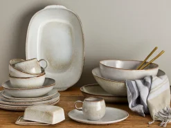 SANDRINE Middagsset, Natur, Stenkeramik - set med 12 delar