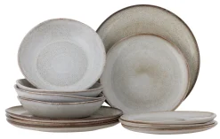 SANDRINE Middagsset, Natur, Stenkeramik - set med 12 delar