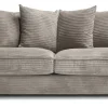 SAVOY (LS) 3-sits soffa 2 plymåer tyg Duo 5 Brown arm=Clementine, wengeben