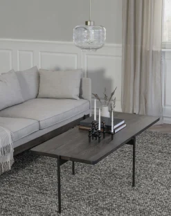 SHELTON Soffbord brunoljad ask L145, B60 H45cm svart metall