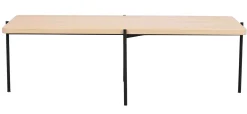 SHELTON soffbord 145x60 vitpigment ek/svart metall