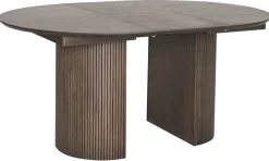 SHIRAZ Matbord Ø120+45cm brunlackad ekfanér inkl 1 ilägg. Bas Ø56cm, skiva 25mm.