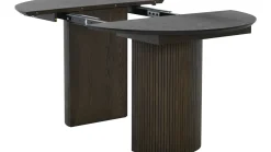 SHIRAZ Matbord Ø105 + 2 ilägg á 40cm, brunbetsad lackad ekfanér