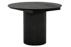 SHIRAZ Matbord Ø105 + 2 ilägg á 40cm, svartbetsad lackad ask/ekfanér