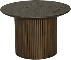 SHIRAZ Soffbord Ø60 brunlackad ek, helträ/ribbad fot