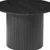SHIRAZ Soffbord Ø60cm svart askfaner, helträ/ribbad fot Ø37,5cm