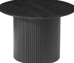 SHIRAZ Soffbord Ø60cm svart askfaner, helträ/ribbad fot Ø37,5cm