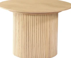 SHIRAZ Soffbord Ø60cm vitpigm.ekfaner, helträ/ribbad fot Ø37,5cm