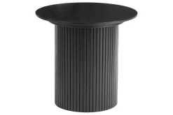 SHIRAZ Soffbord Ø50 svartlackad ask, helträ/ribbad fot. lackad askfaner