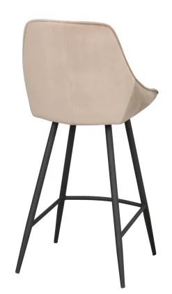 SIERRA Barstol beige sammet/svarta metallben