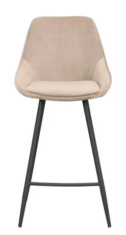 SIERRA Barstol beige sammet/svarta metallben