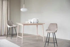 SIERRA Barstol beige sammet/svarta metallben