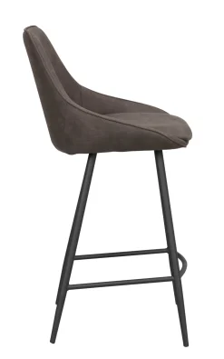 SIERRA Barstol mörkgrå microfiber/svarta metallben